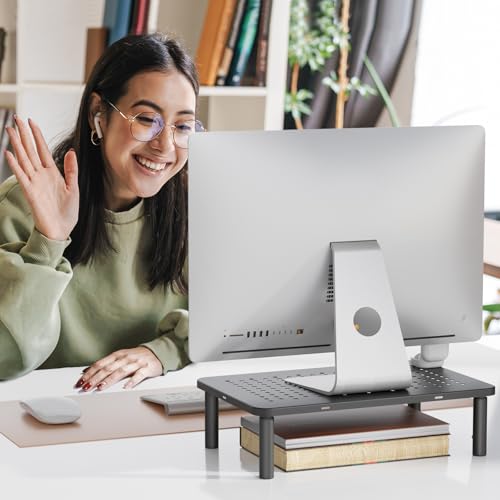 upgraded WALI Computer Monitor Stand for Desk, Adjustable Laptop Riser, for Daily Use
