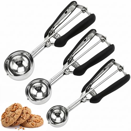 Classic Cookie Scoop Set, 3Pcs Ice Cream Scoop, Cookie Scoops for Essentials